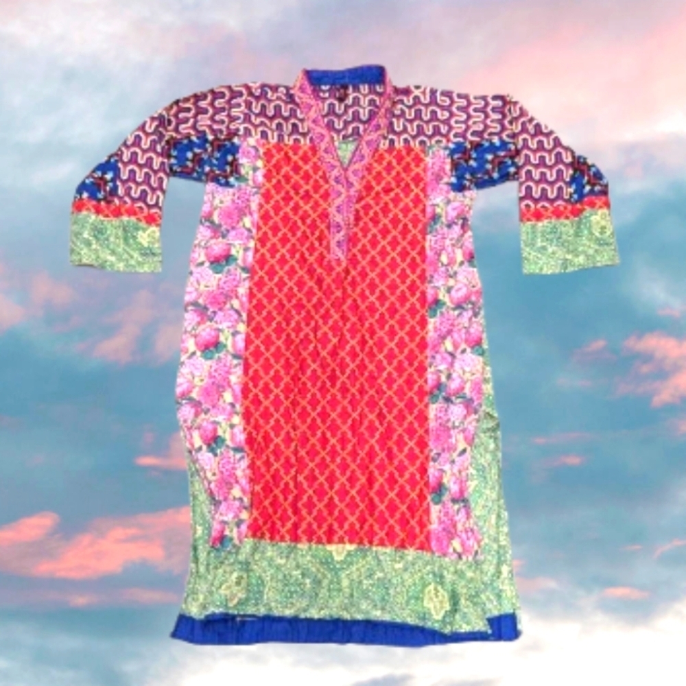 Ethnic by Outfitters Vibrant Pink Long Sleeve Multi Dress Size XS
